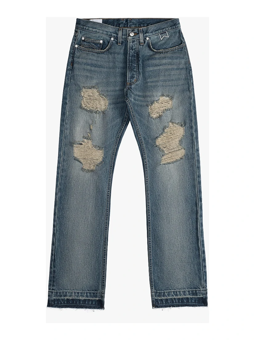 Blue Cotton Boyfriend Jeans