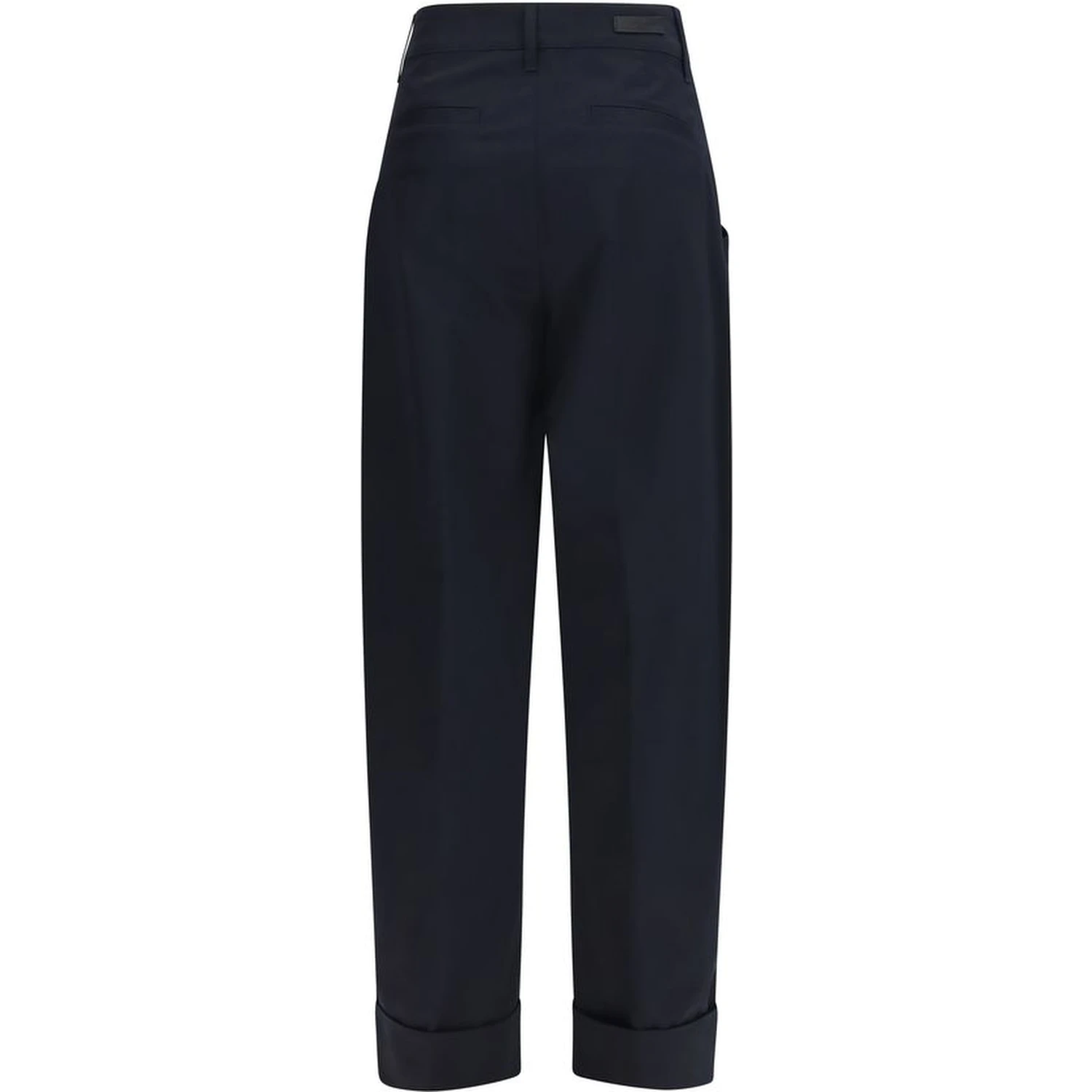 Blue Cotton Casual Pants