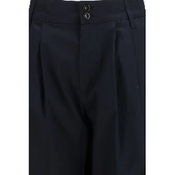Blue Cotton Casual Pants