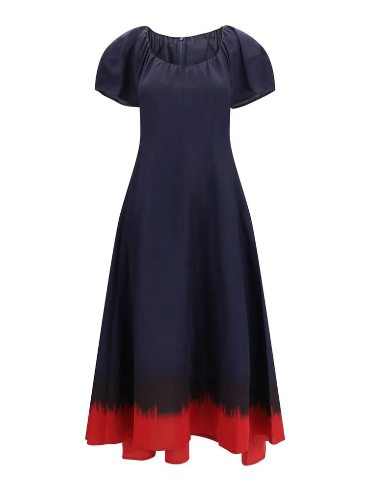 Blue Viscose Casual Dress