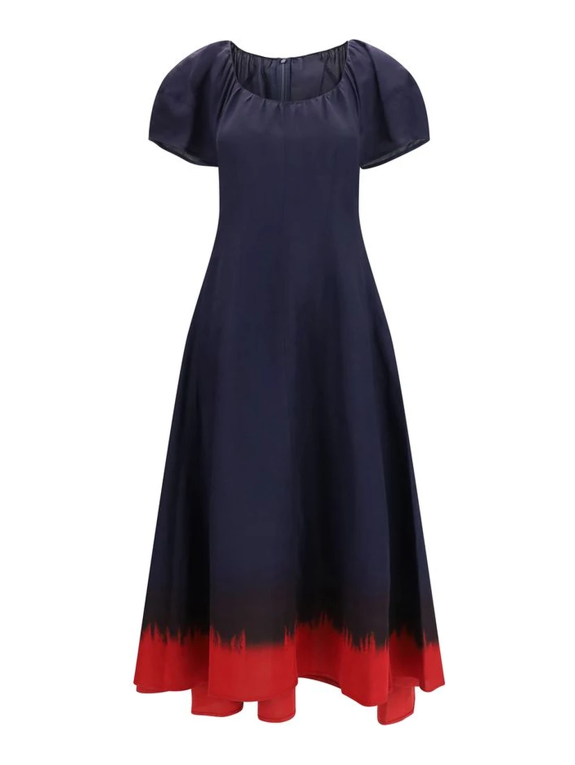 Blue Viscose Casual Dress