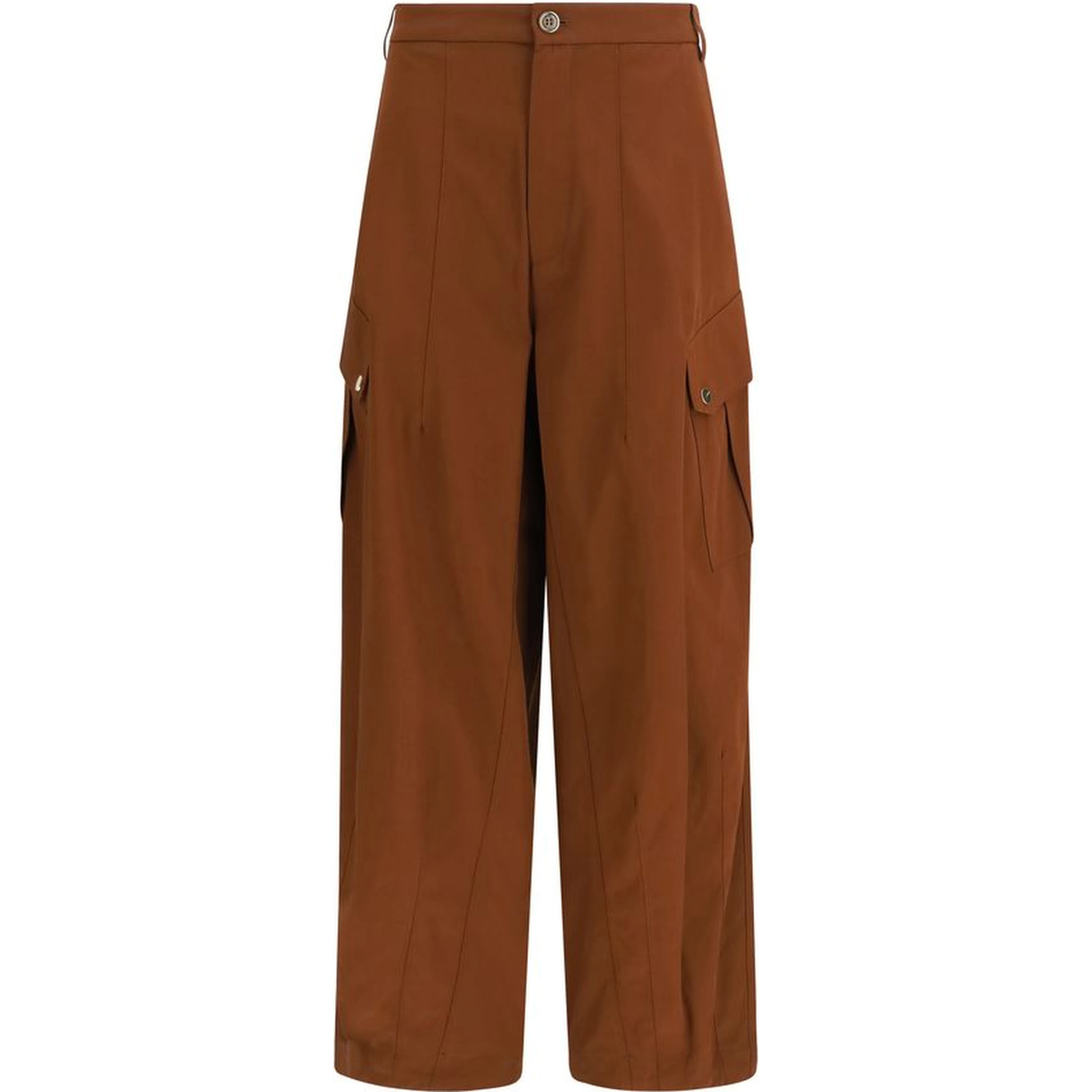 Brown Cotton Casual Pants