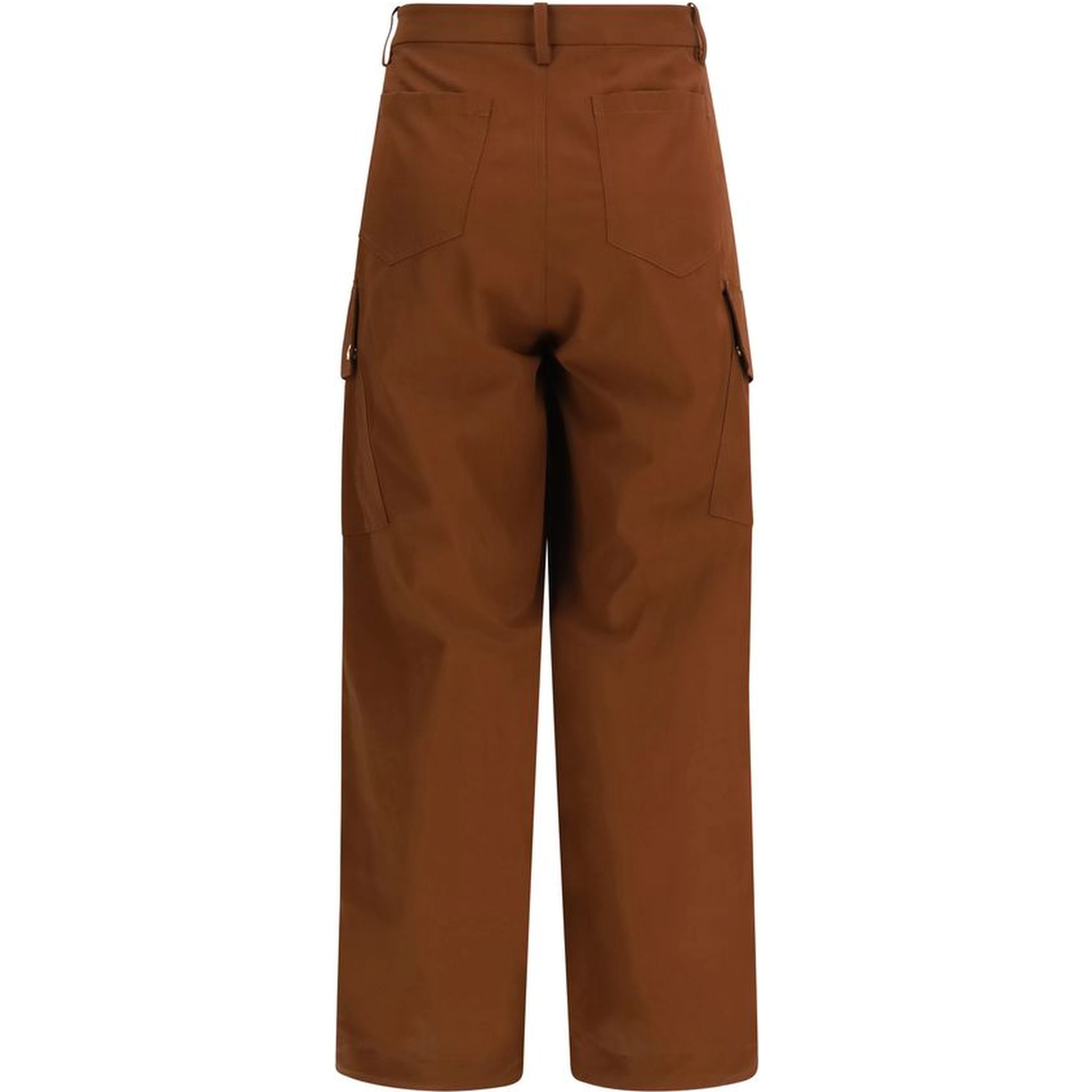 Brown Cotton Casual Pants