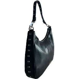 Black Polyurethane Women Shoulder Bag