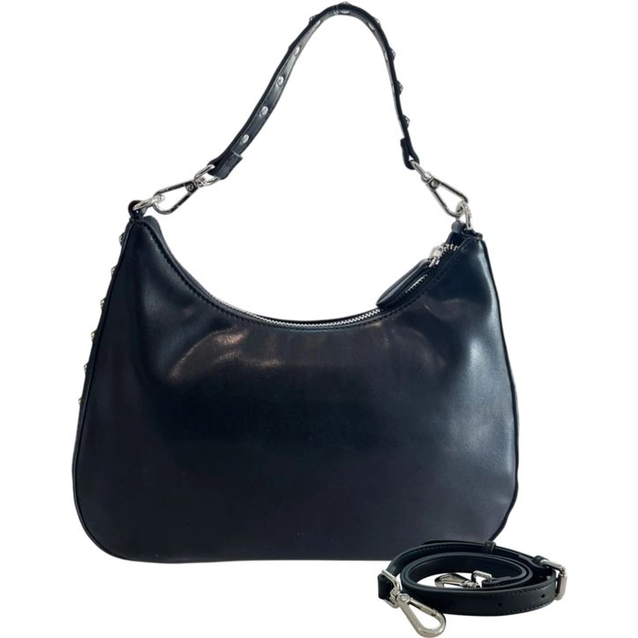 Black Polyurethane Women Shoulder Bag
