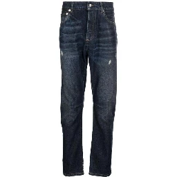 Black Cotton Straight-Leg Jeans