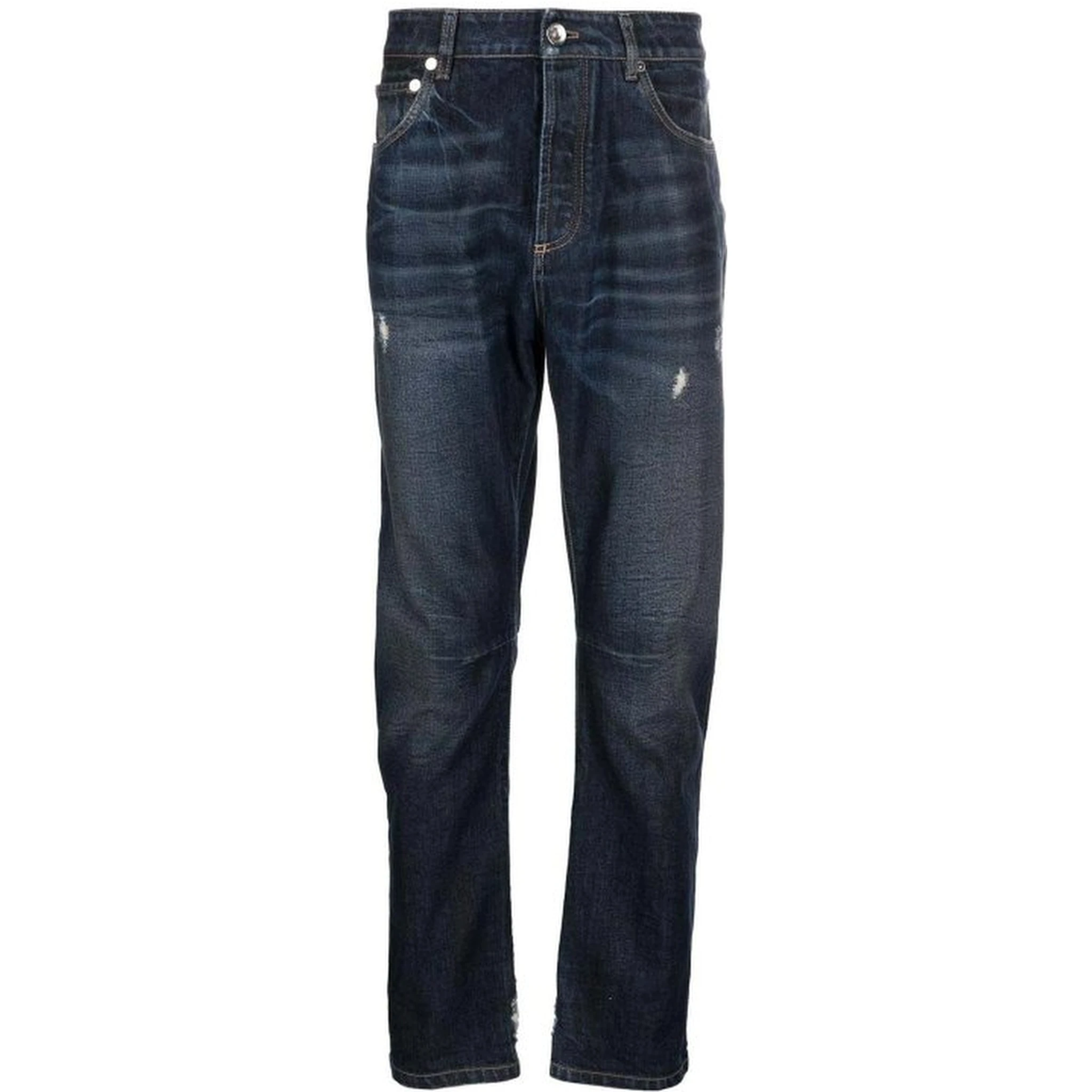 Black Cotton Straight-Leg Jeans