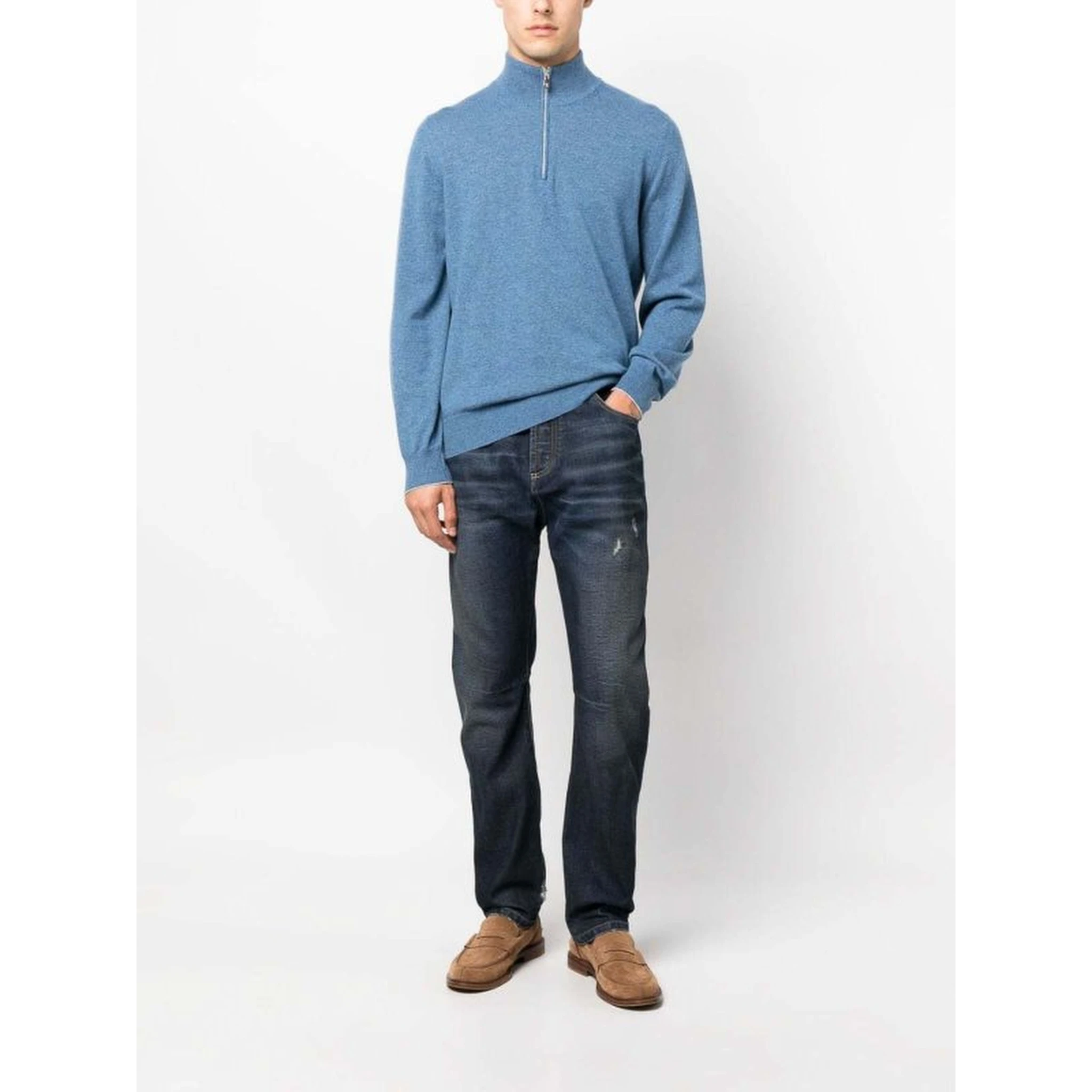 Black Cotton Straight-Leg Jeans