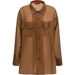 Brown Lycra Dress Shirt