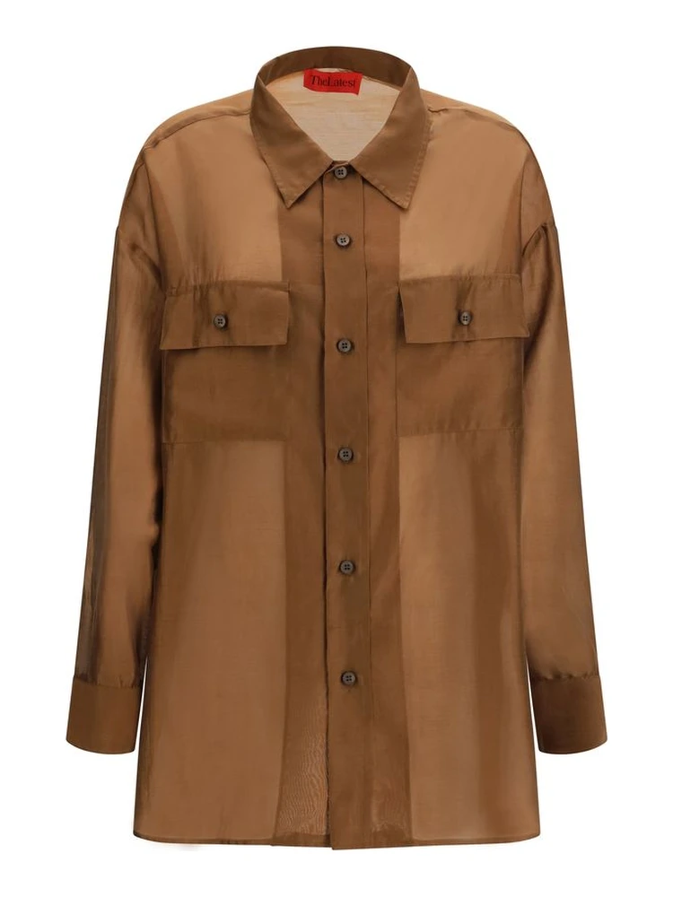 Brown Lycra Dress Shirt