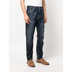 Black Cotton Straight-Leg Jeans
