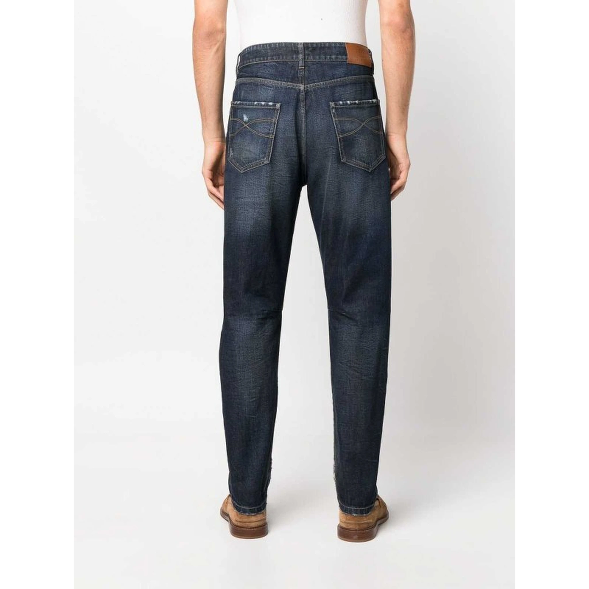Black Cotton Straight-Leg Jeans