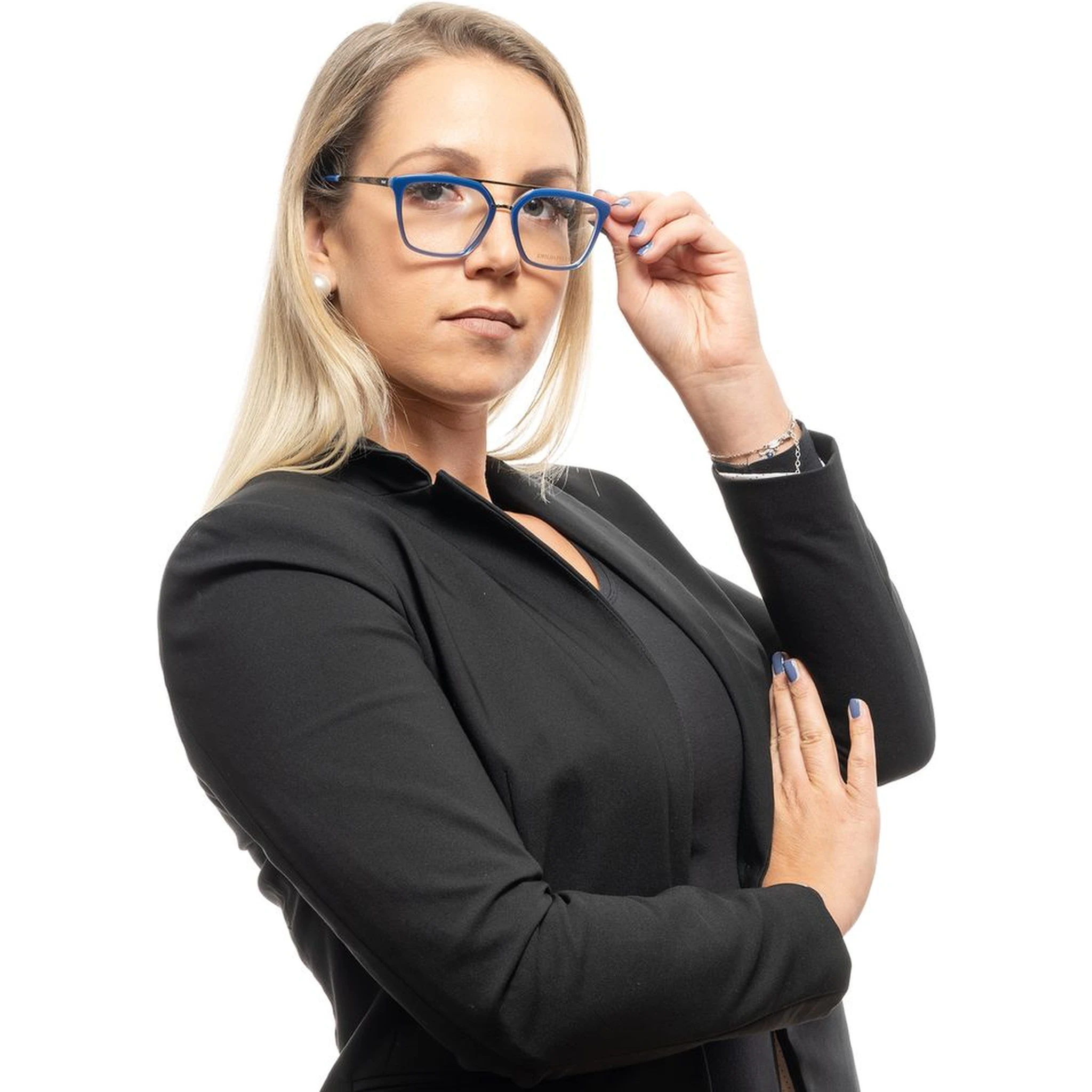 نظارات (إطارات) زرقاء من المعدن والبلاستيك