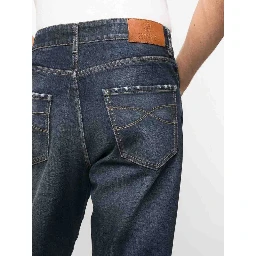 Black Cotton Straight-Leg Jeans