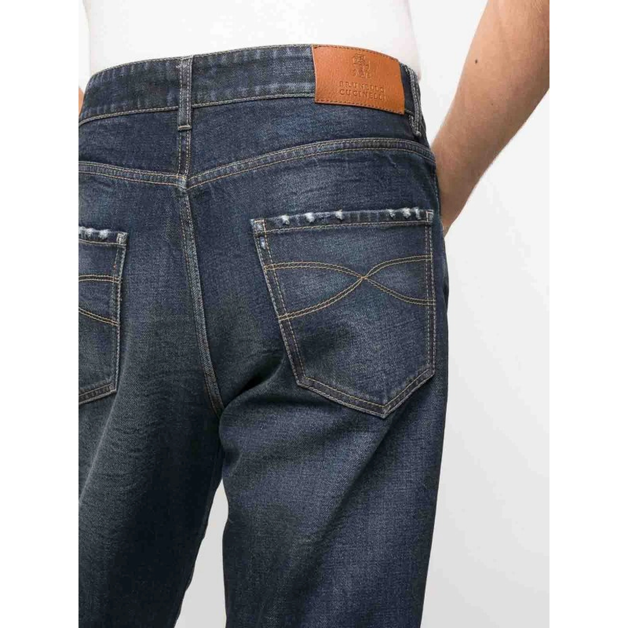 Black Cotton Straight-Leg Jeans
