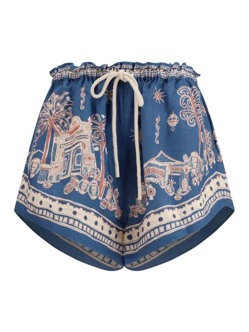 Blue Linen Bermuda Shorts