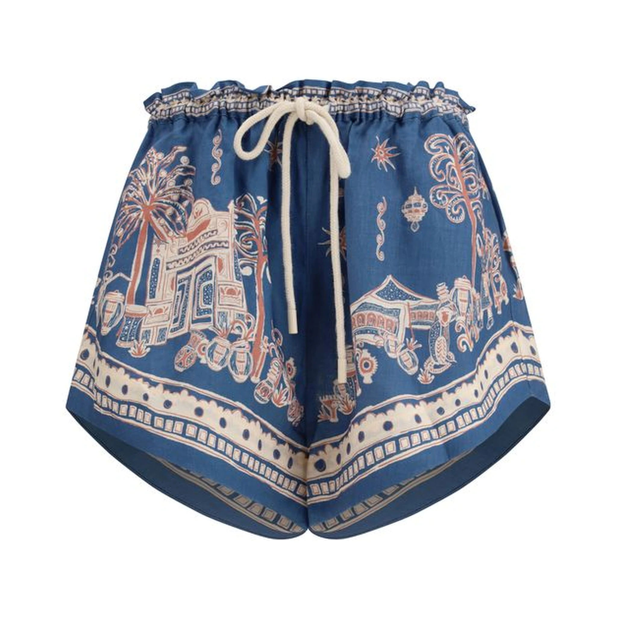 Blue Linen Bermuda Shorts