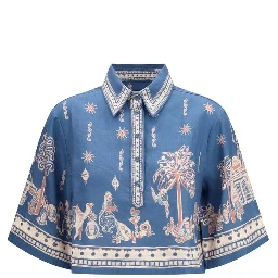 Blue Linen Pattern Shirt