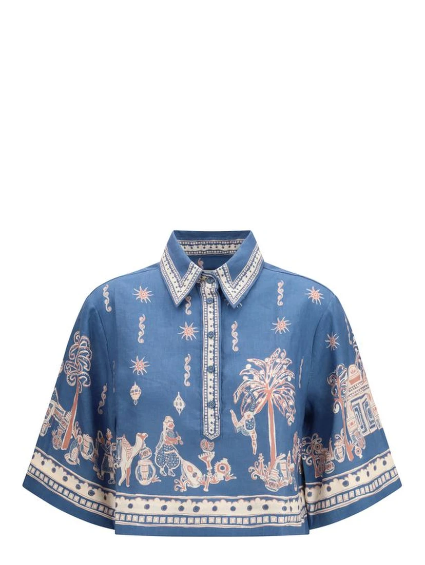 Blue Linen Pattern Shirt