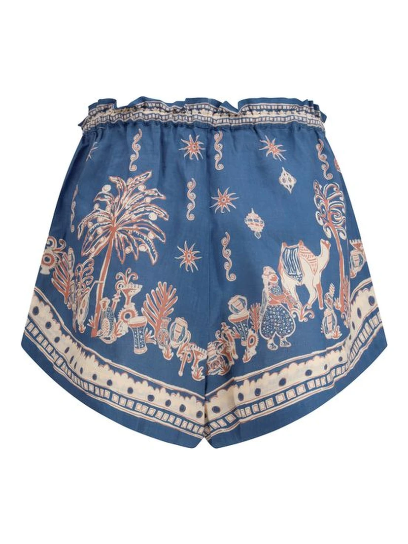 Blue Linen Bermuda Shorts