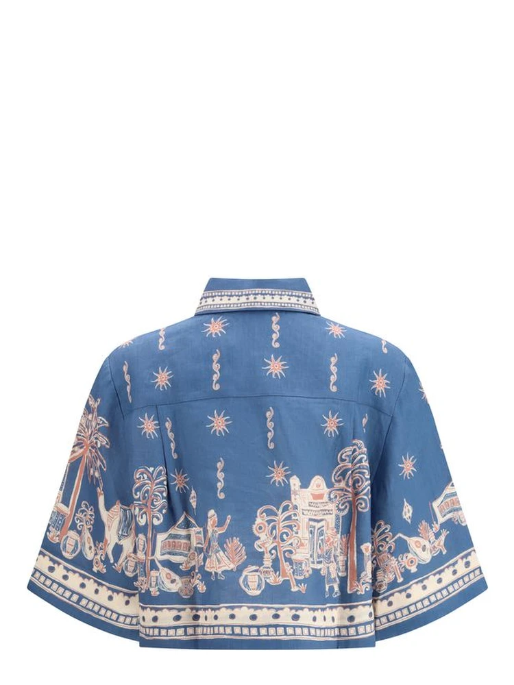 Blue Linen Pattern Shirt alternative