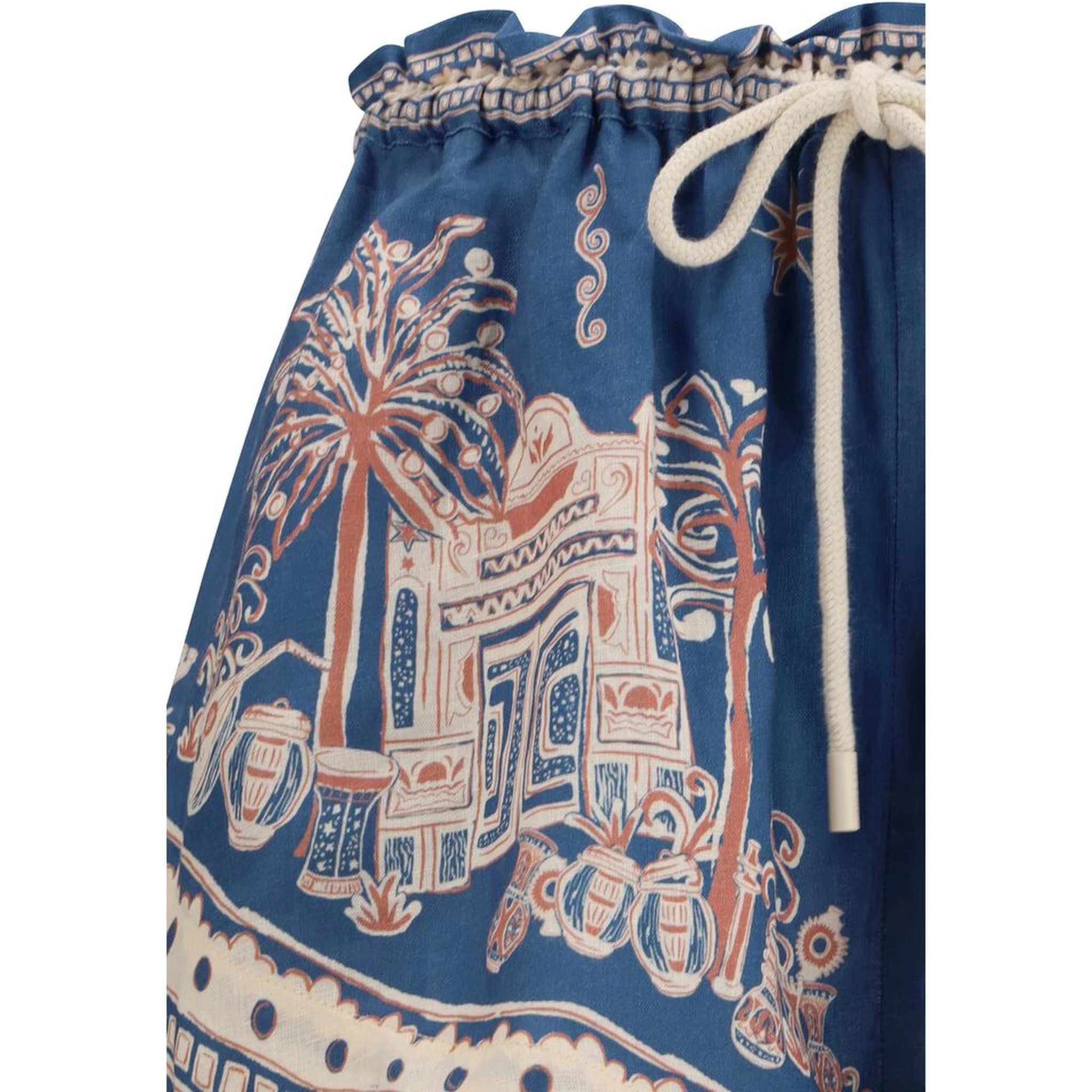 Blue Linen Bermuda Shorts