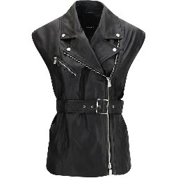 Black Goatskin Sleveless Jacket