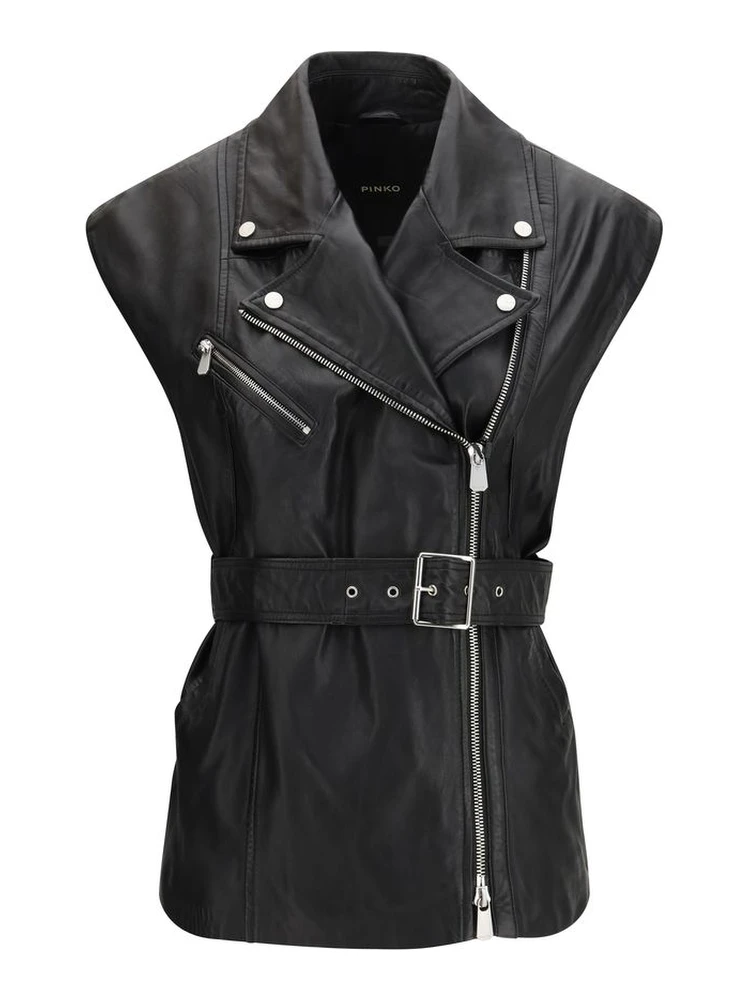 Black Goatskin Sleveless Jacket