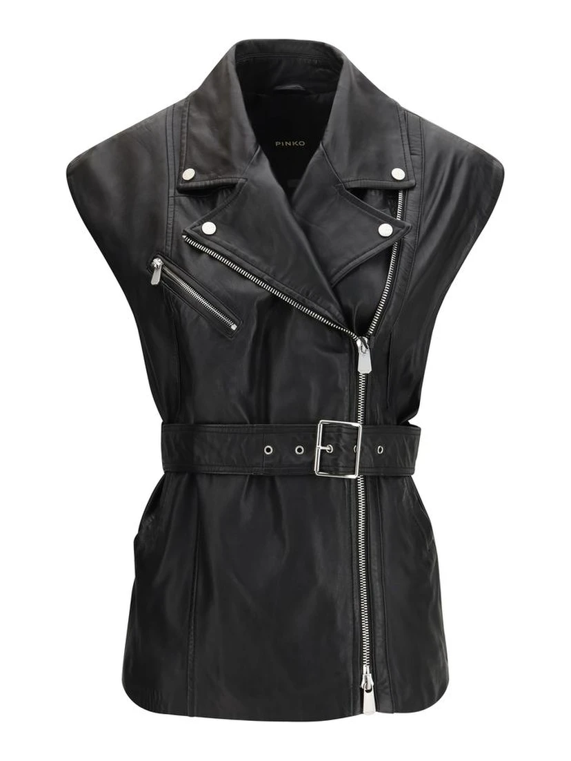 Black Goatskin Sleveless Jacket
