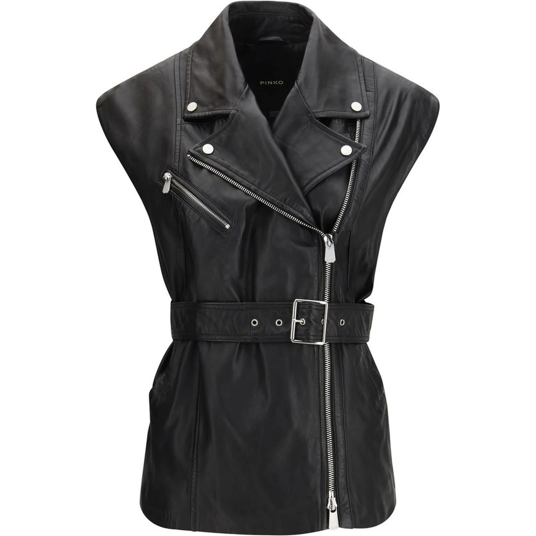 Black Goatskin Sleveless Jacket