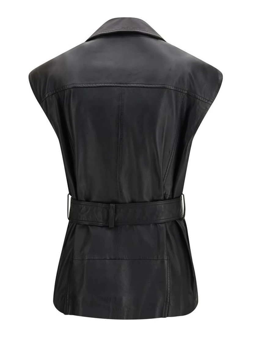 Black Goatskin Sleveless Jacket