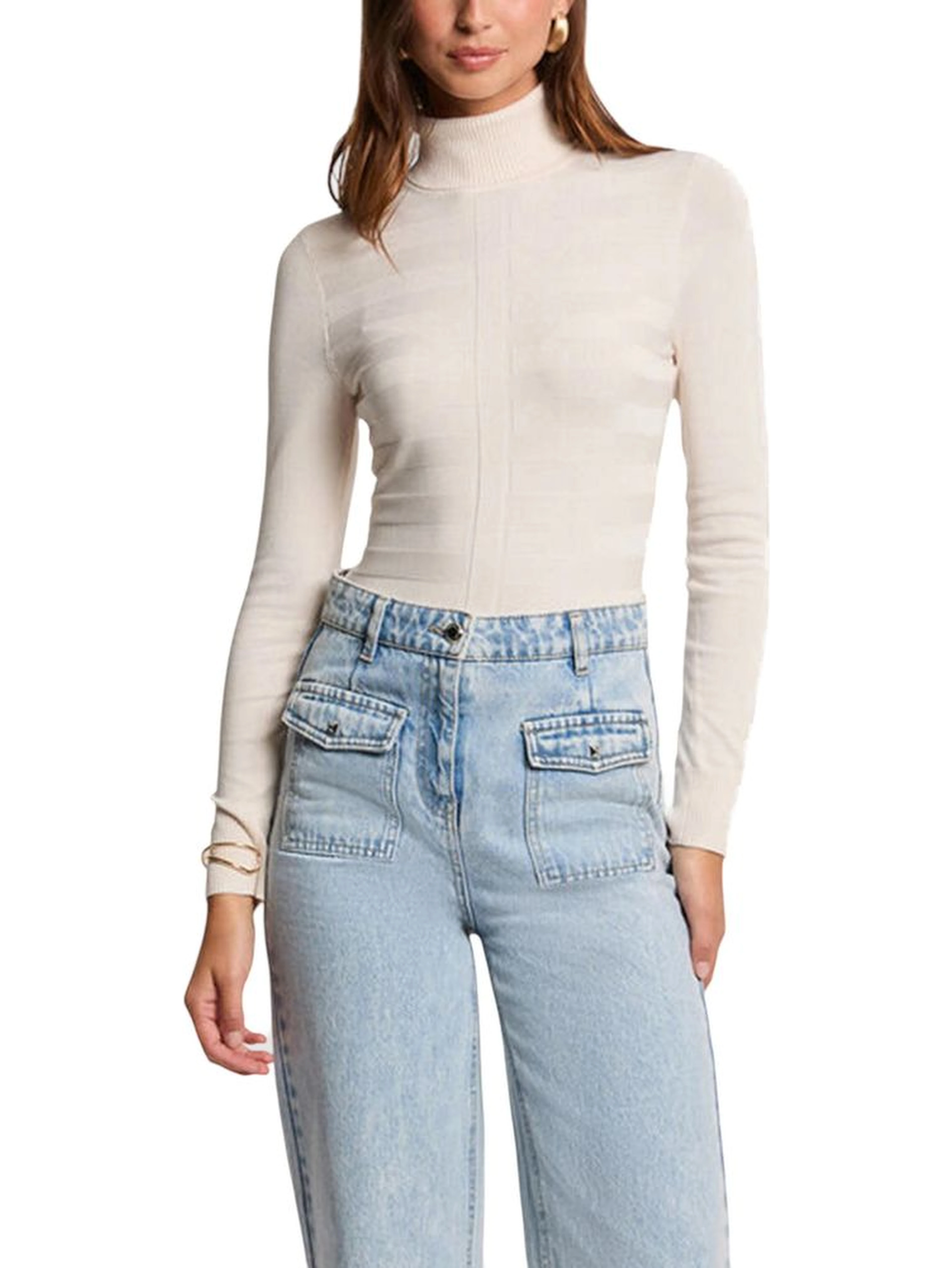 Beige Viscose Turtleneck