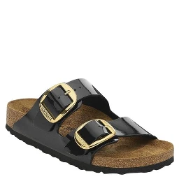 Black Synthetic Flat Sandals