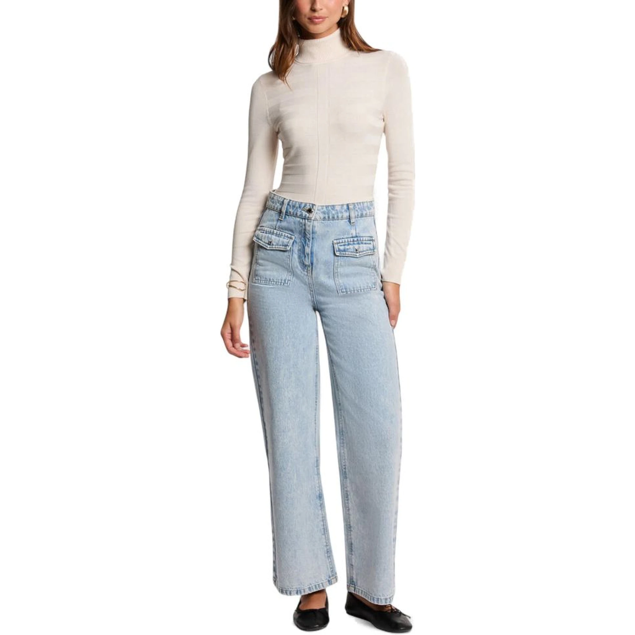 Beige Viscose Turtleneck