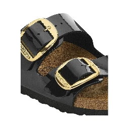 Black Synthetic Flat Sandals