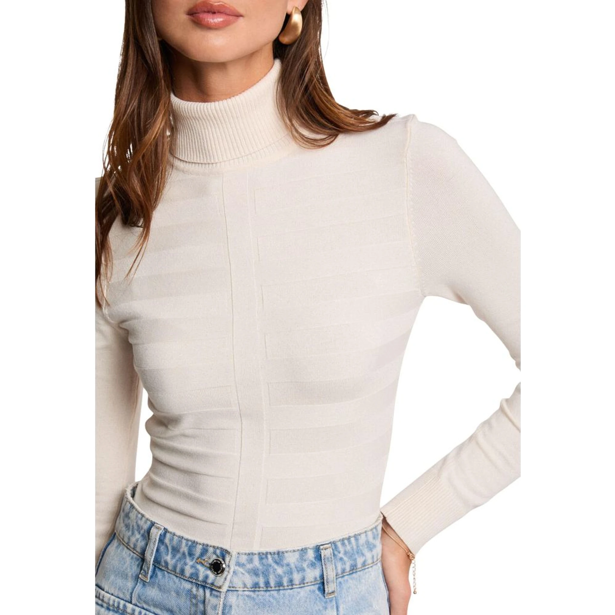 Beige Viscose Turtleneck
