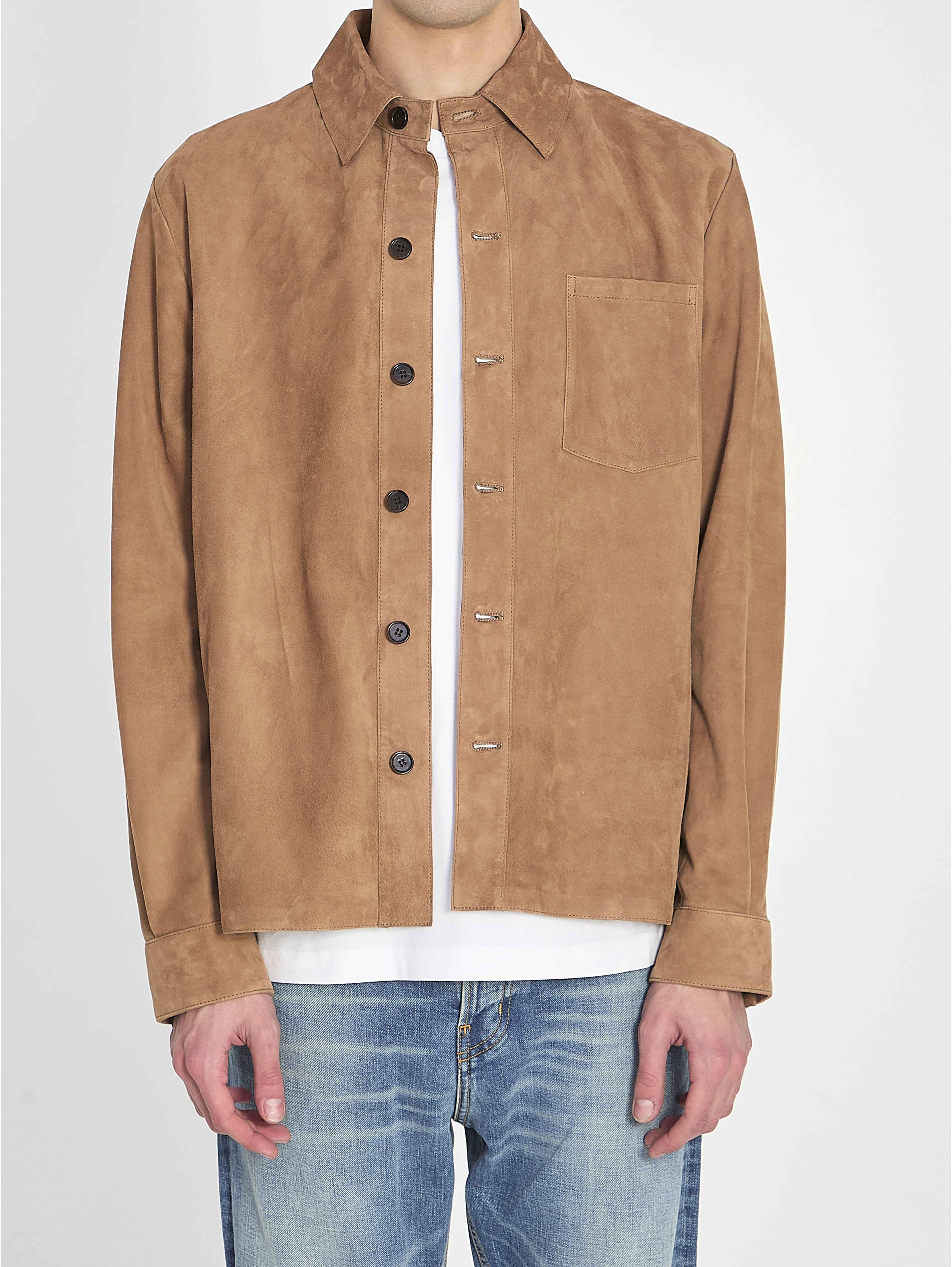 Overshirt in suede leather