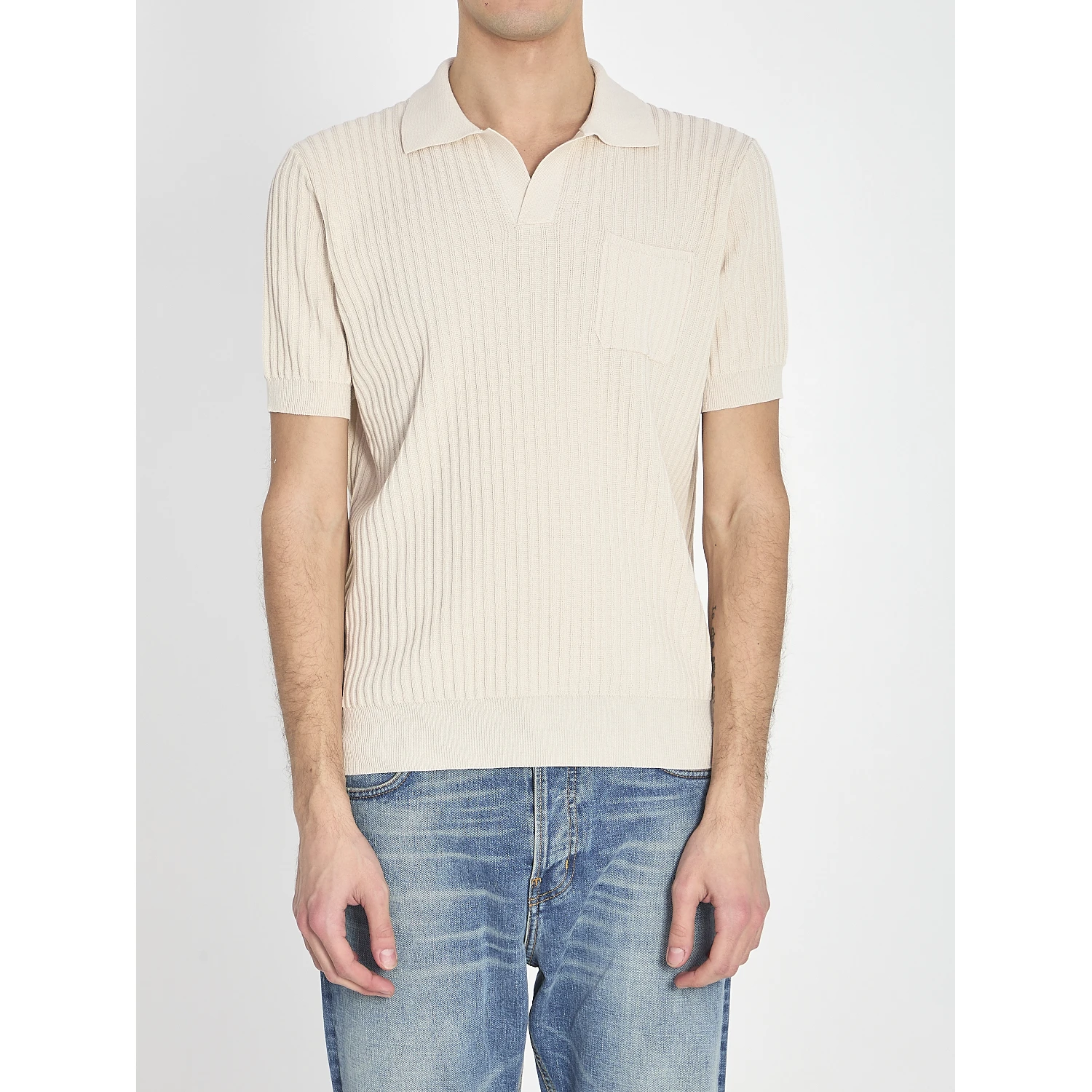 Ribbed polo shirt