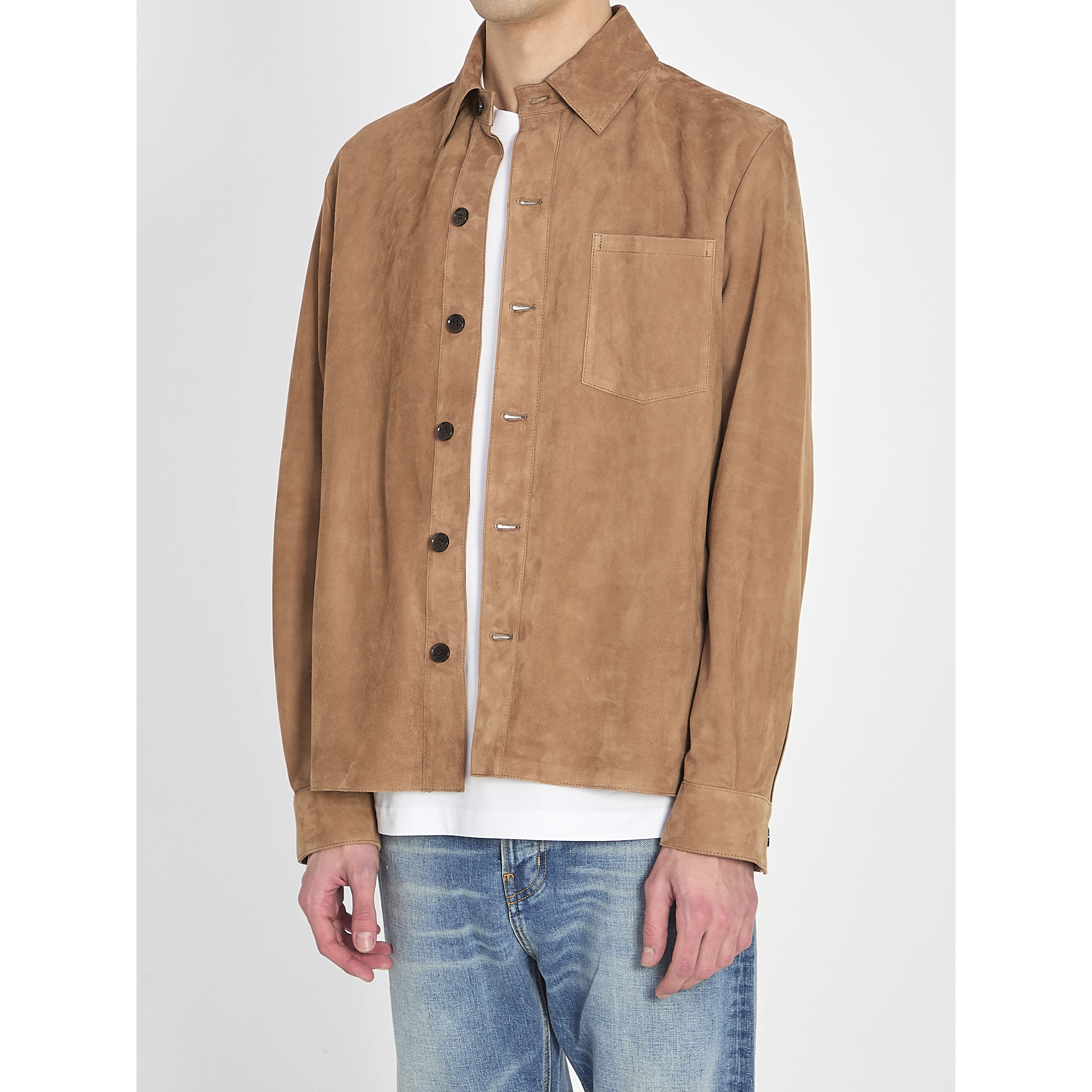 Overshirt in suede leather
