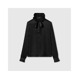Silk satin shirt with bow