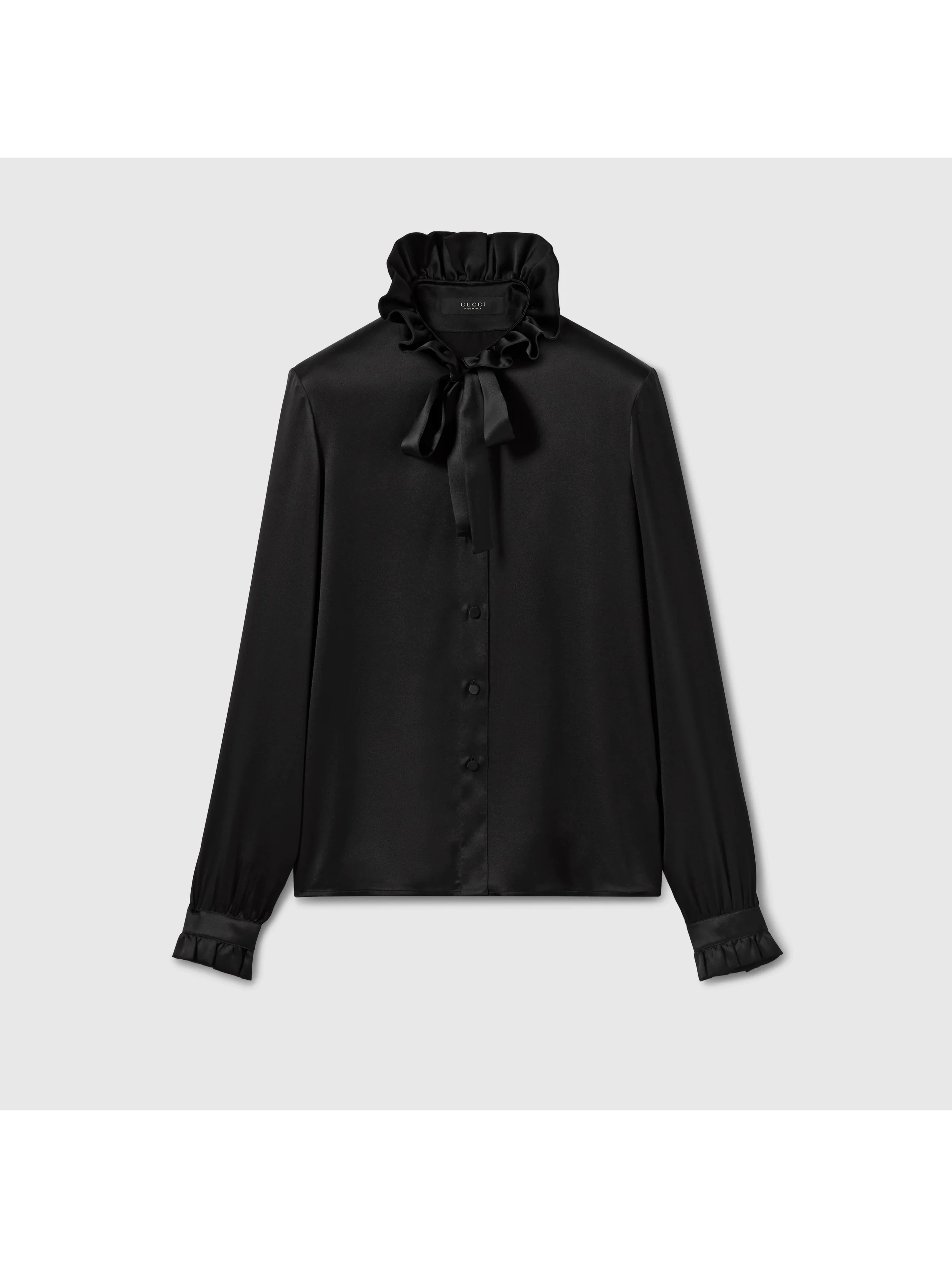 Silk satin shirt with bow