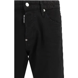 Black Cotton Slim Fit Jeans