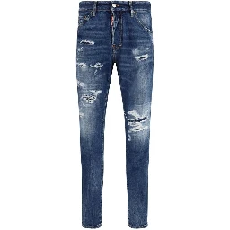 Blue Cotton Slim Fit Jeans