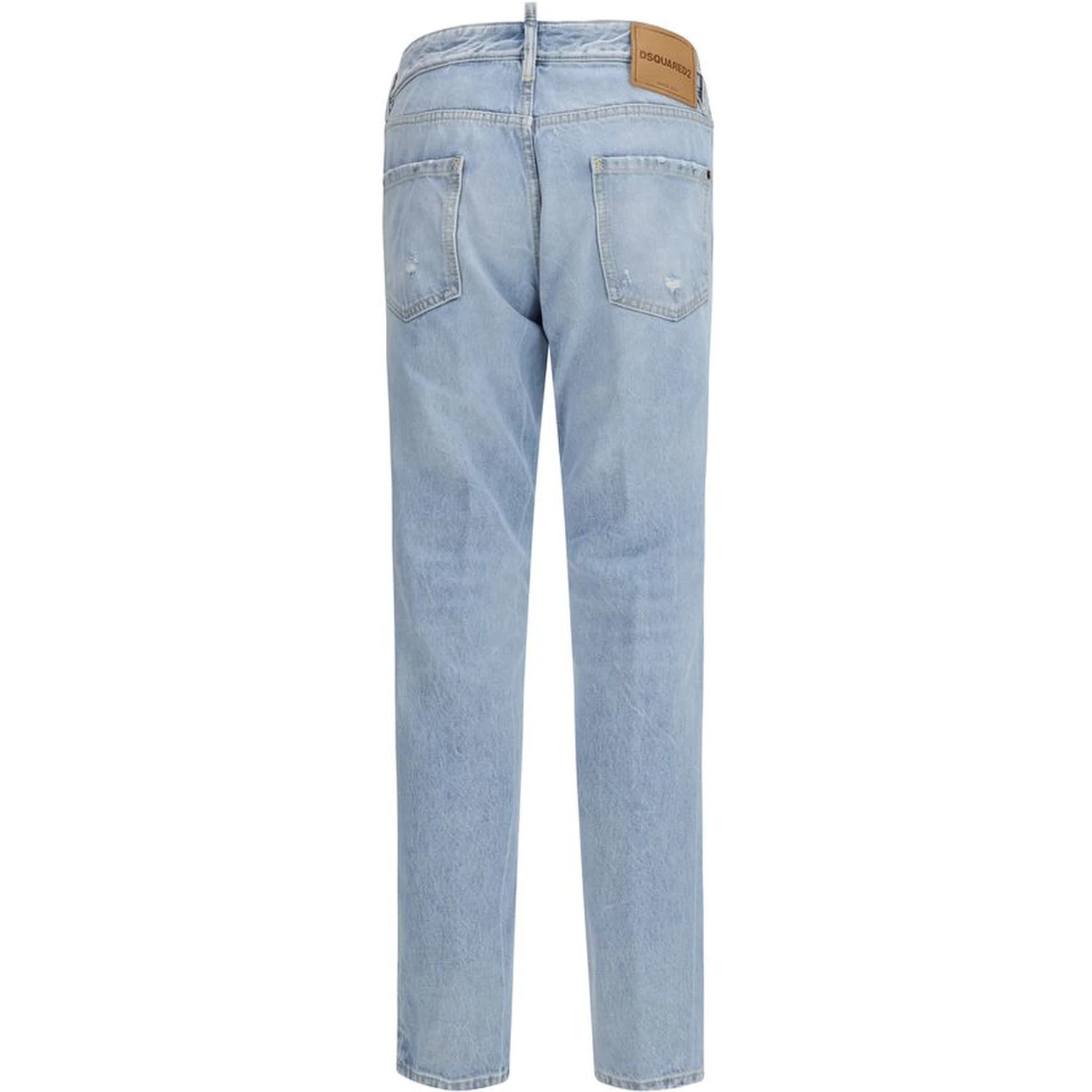 Blue Cotton Straight-Leg Jeans