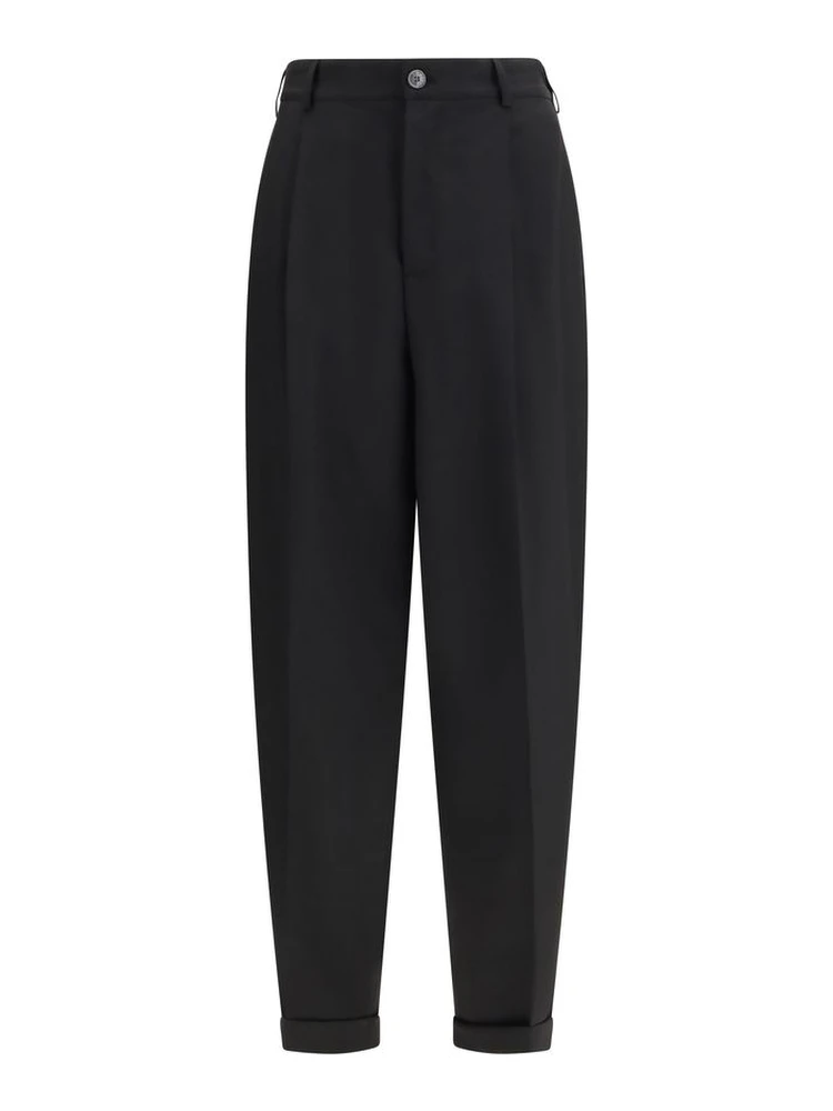 Black Fleece Wool Casual Pants