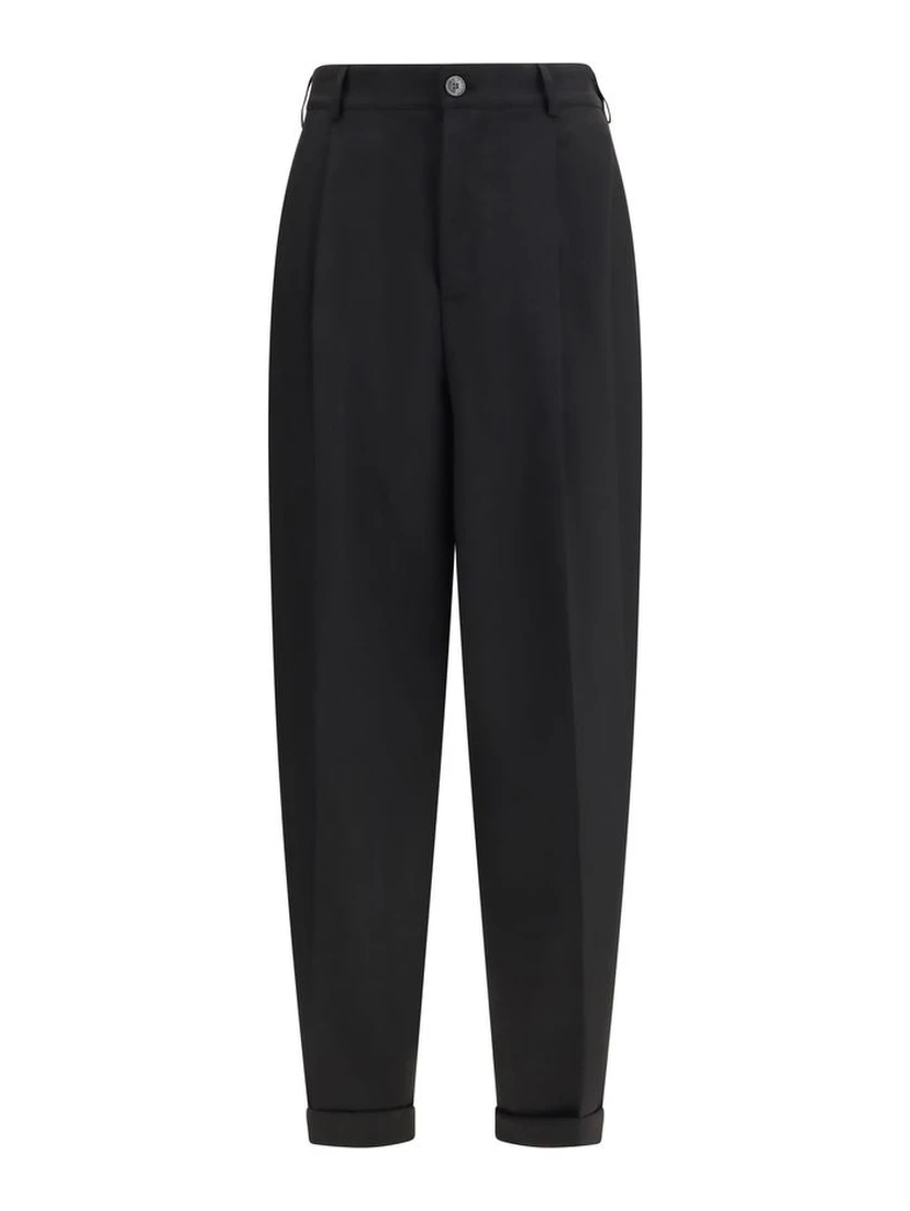 Black Fleece Wool Casual Pants