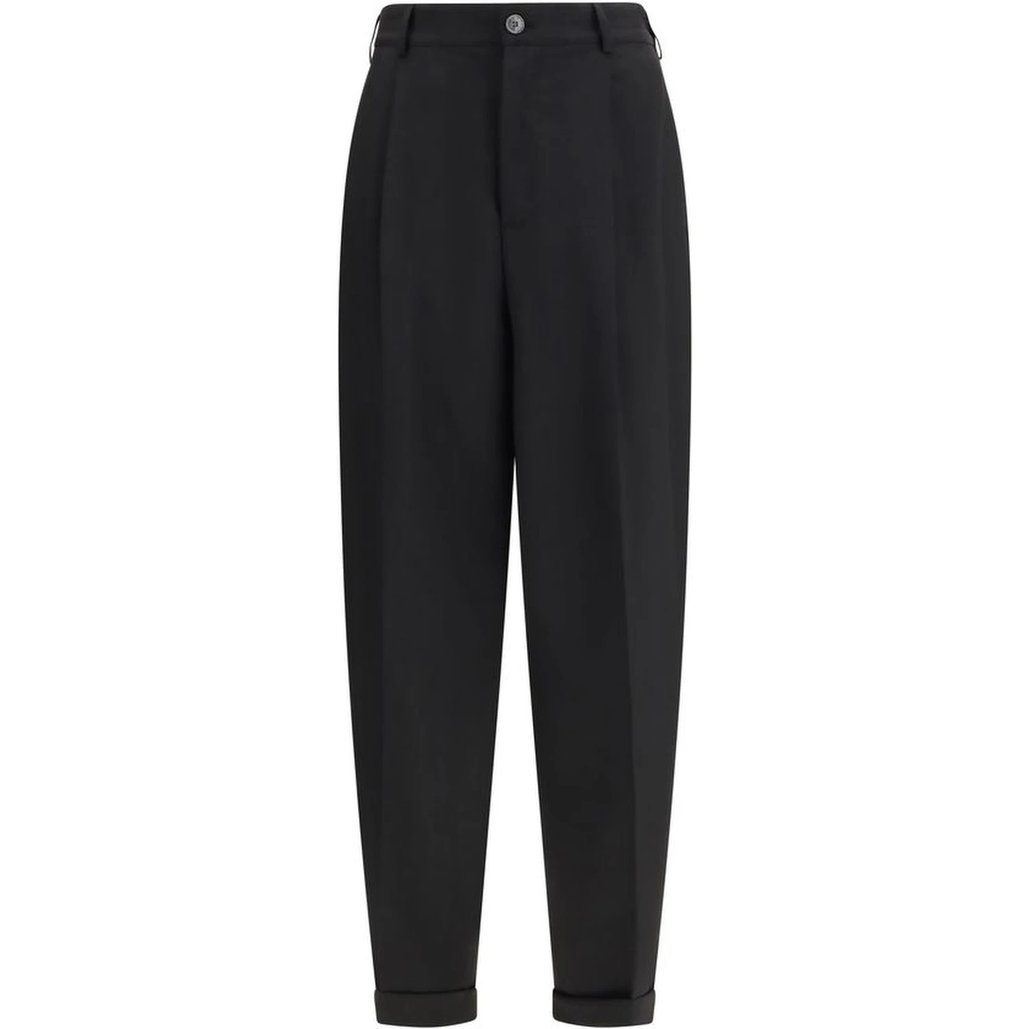 Black Fleece Wool Casual Pants