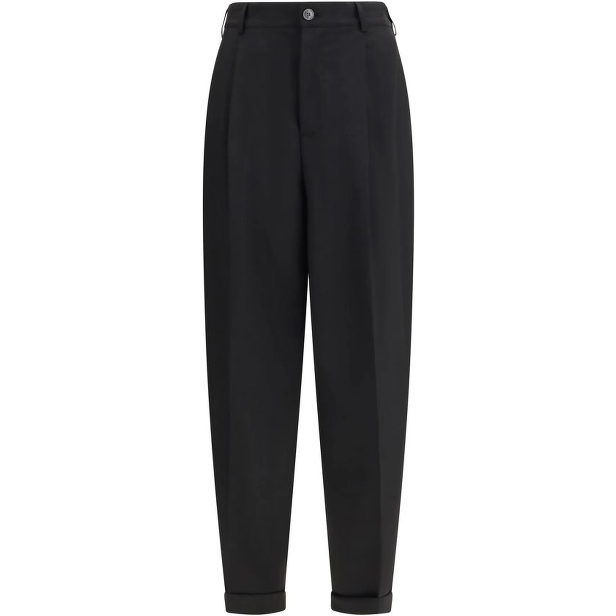 Black Fleece Wool Casual Pants