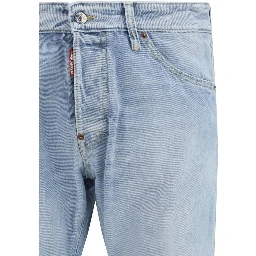 Blue Cotton Straight-Leg Jeans