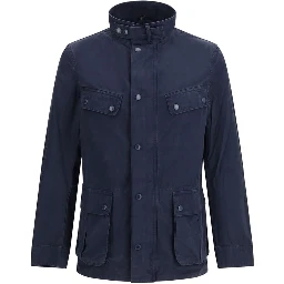 Blue Cotton Full-Length Jacket